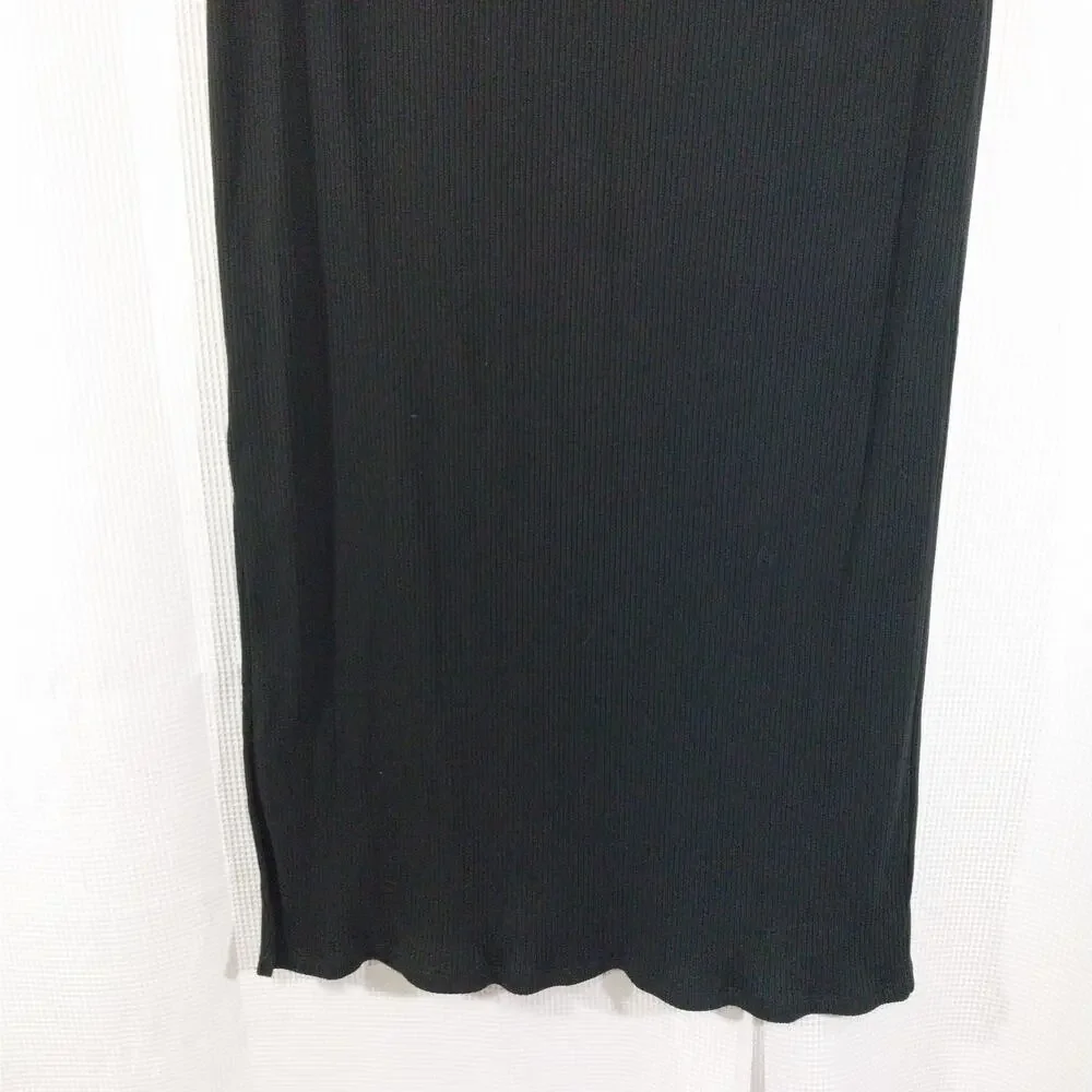 OLD NAVY! RICH, SATURATED BLACK RIBBED KNIT, ELASTIC WAIST SKIRT! SZ XL